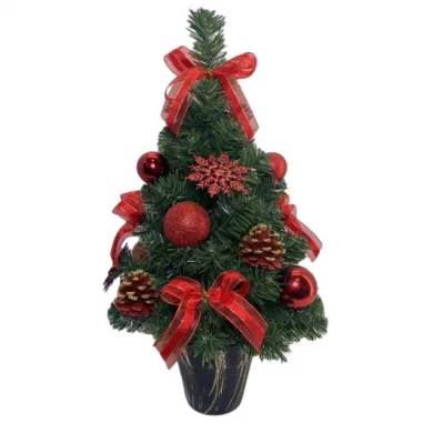 Senmasine-árbol de Navidad de mesa de 50cm con lazos, piña, decoración de mesa para el hogar, interior y vacaciones