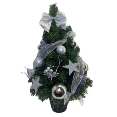Senmasine-árbol de Navidad de mesa de 50cm con lazos, piña, decoración de mesa para el hogar, interior y vacaciones
