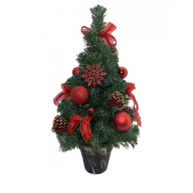 Senmasine 50cm tafelkerstboom met strikken dennenappel Home Indoor Holiday Tafelbladdecoratie