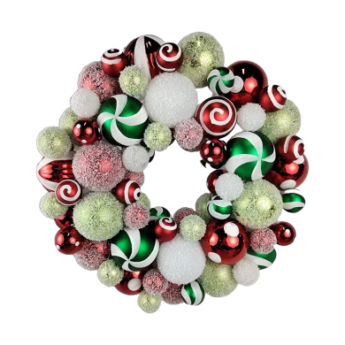 Senmasine 12inch 16inch 18inch 20inch ball baubles wreath for front door Indoor Outdoor Holiday Hanging Decoration