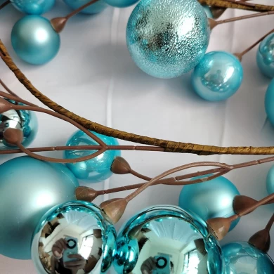 Guirnaldas de adornos Senmasine con bola azul de 6 pies para decoración colgante de pared navideña para el hogar