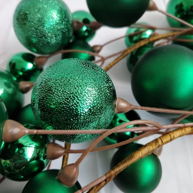 Senmasine グリーン 6 フィート クリスマス ボール ガーランド クリスマス用 吊り下げ ホーム 屋内 屋外 パーティー デコレーション