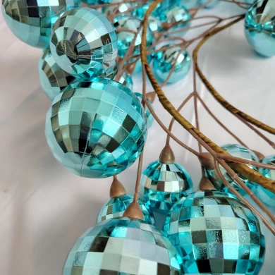 Senmasine 1,8 m lange blaue Kugel-Weihnachtskugel-Girlanden für Party, drinnen und draußen, Zuhause, Urlaub, hängende Dekoration