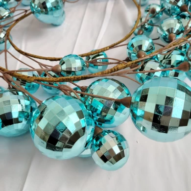 Senmasine, ghirlande di palline di Natale con palline blu da 1,8 m, per decorazioni da appendere per feste, interni ed esterni, per la casa