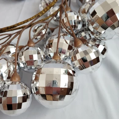 Guirnaldas de bolas de Navidad Senmasine para fiesta de Navidad, decoración colgante, guirnalda de adornos plateados de 6 pies