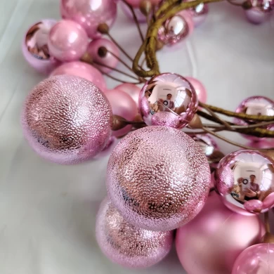 Senmasine 6 pieds boules en plastique rose guirlandes de boules de Noël pour la décoration suspendue de bureau à domicile de fête de Noël