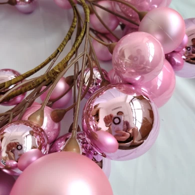 Senmasine 6 pieds boules en plastique rose guirlandes de boules de Noël pour la décoration suspendue de bureau à domicile de fête de Noël