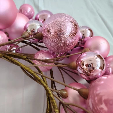 Senmasine 1,8 m lange rosa Kunststoffkugeln, Weihnachtskugeln, Girlanden für Weihnachtsfeier, Heimbüro, Hängedekoration