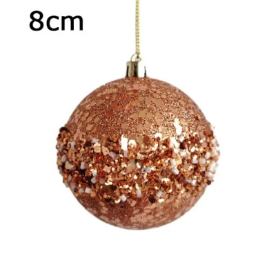 Senmasine – boules de noël en plastique à paillettes, à suspendre, décoration de vacances, boule d'ornement incassable de forme spéciale