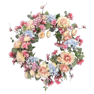 Senmasine hydrangea wreath peony artificial wreaths flowers rose dahlia for front door spring hanging decoration