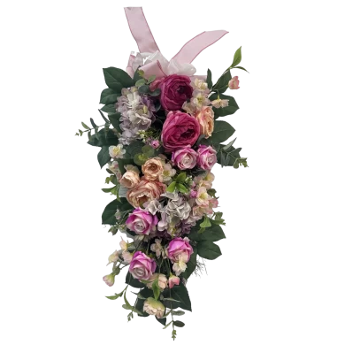 Senmasine – couronne d'hortensia artificielle, pivoine, fleurs, rose, dahlia, pour porte d'entrée, décoration suspendue au printemps