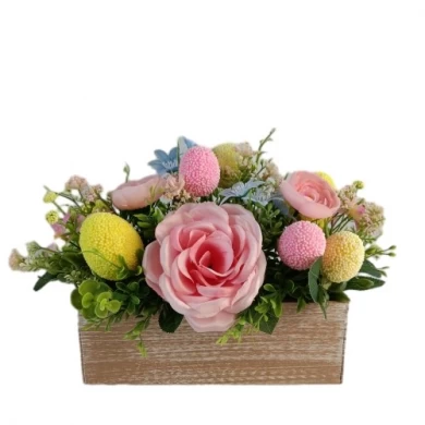 Senamsine printemps décoration de la maison fleurs artificielles plantes pâques lapin couronne mixte verdure jardin