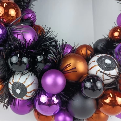 Senmasine 40cm bauble ball wreaths for Halloween party festival holiday hanging decoration metal base