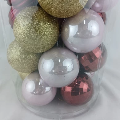 Senmasine 50pcs christmas ball set for xmas tree hanging decoration shatterproof gold red pink ornaments 60mm