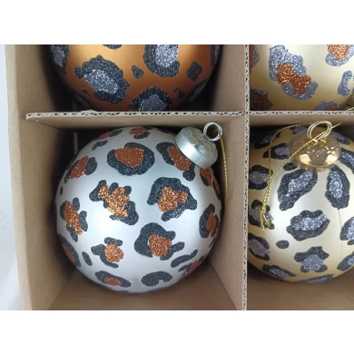 Senmasine 9PCS ball painted custom christmas baubles hanging ornaments Leopard pattern design decoration gifts