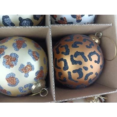 Senmasine 9PCS ball painted custom christmas baubles hanging ornaments Leopard pattern design decoration gifts