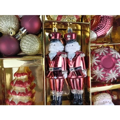 Senmasine shatterproof christmas ornaments for tree hanging xmas decoration red gold soldier snowman gifts