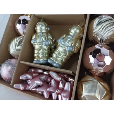 Senmasine Christmas ornaments ball sets for tree hanging decoration gold pink astronaut camera baubles