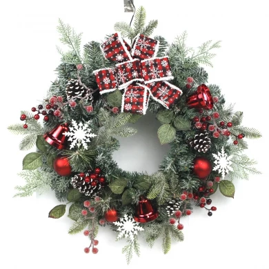 Senmasine xmas wreaths for Christmas party hanging decoration mixed candy balls pinecone Berry poinsettia