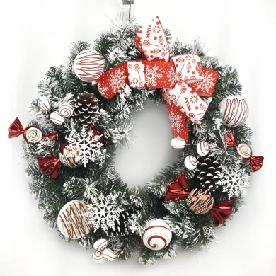 Senmasine xmas wreaths for Christmas party hanging decoration mixed candy balls pinecone Berry poinsettia