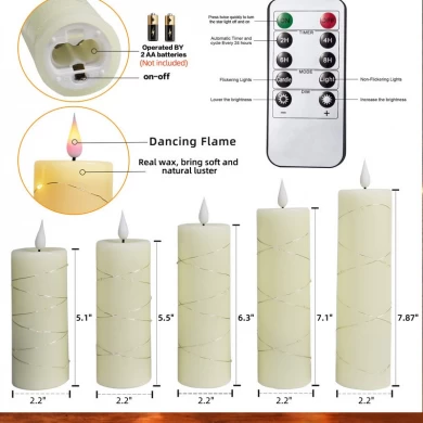 闪烁的LED Pillar Real Wax Candle带有童话灯电池电池遥控计时器泪珠电子无火蜡烛