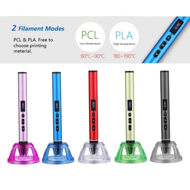 ملون 1.75 مللي متر PLA PCL خيوط طفل لتقوم بها بنفسك قلم ثلاثي الأبعاد pcl قلم خربش سحري للطباعة مع شاشة OLED