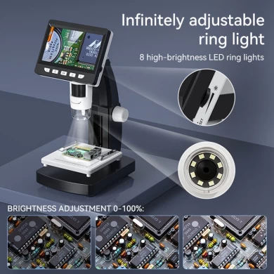 Microscopio digitale per riparazioni elettroniche 1000X Microscopio digitale LCD industriale da 4,3 pollici con schermo LCD