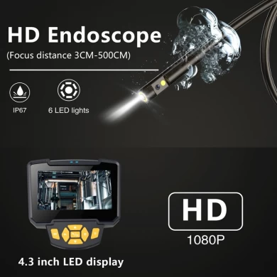 HD Dual Lens Endoscope Camera with IPS Display for Pipe Sewer Inspection
