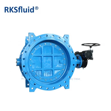 RKSfluid 브랜드 BS EN 연성이 있는 철 EPDM은 물 사용을 위한 이중 편심 플랜지 버터플라이 밸브 DN1000 DN1200을 장착했습니다.