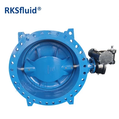 RKSfluid 브랜드 BS EN 연성이 있는 철 EPDM은 물 사용을 위한 이중 편심 플랜지 버터플라이 밸브 DN1000 DN1200을 장착했습니다.