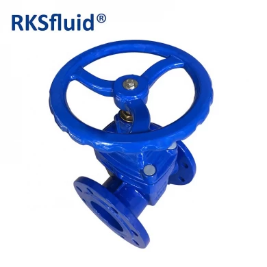 Handwheel non rising stem PN10 PN16 DN150 soft seal resilient seated cast iron flange type sluice gate valve