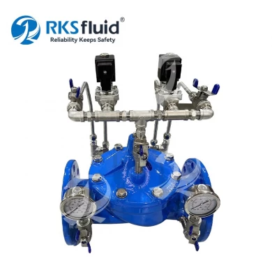 OEM EN1092-2 ductile iron flange end hydraulic solenoid control valve PN16 for water