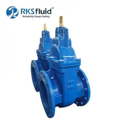 DIN F4 ductile iron metal seated double flange gate valves PN16 BS5163 for water