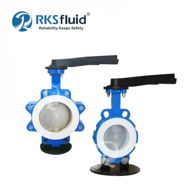 Griffin series carbon steel wafer lug PTFE lined butterfly valve DN300 PN6 PN10 for water