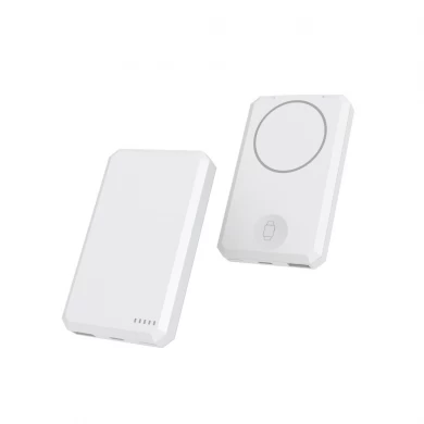 Power bank per caricabatterie wireless magnetico ultrasottile da 5000 mAh con display di alimentazione a LED per la ricarica wireless di iPhone e Apple Watch doppi (MH-P12)