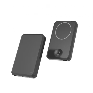 Power bank per caricabatterie wireless magnetico ultrasottile da 5000 mAh con display di alimentazione a LED per la ricarica wireless di iPhone e Apple Watch doppi (MH-P12)