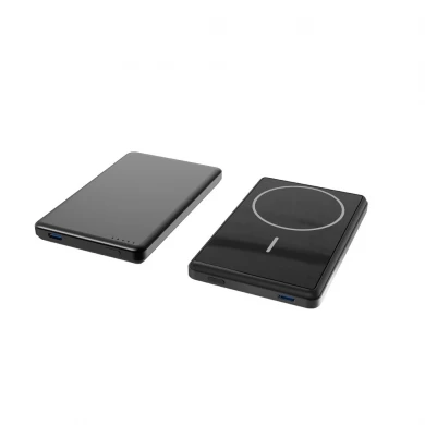 Design ultrasottile con base in materiale in lega di alluminio Power Bank wireless veloce magnetico 5000 mAh per tutti Si collega automaticamente agli iPhone (MH-P22)