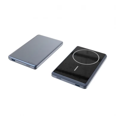Design ultrasottile con base in materiale in lega di alluminio Power Bank wireless veloce magnetico 5000 mAh per tutti Si collega automaticamente agli iPhone (MH-P22)