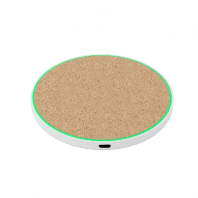 Tappetino di ricarica wireless veloce ecologico con superficie in sughero e indicatore di ricarica a LED per tutti i dispositivi compatibili con Qi (MH-D1)