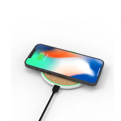 Tappetino di ricarica wireless veloce ecologico con superficie in sughero e indicatore di ricarica a LED per tutti i dispositivi compatibili con Qi (MH-D1)