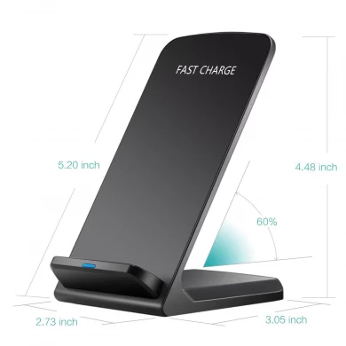 Supporto per caricabatterie wireless veloce da tavolo a 2 bobine dal design classico per tutti i telefoni cellulari compatibili con Qi, ricarica verticale orizzontale (MH-D12)