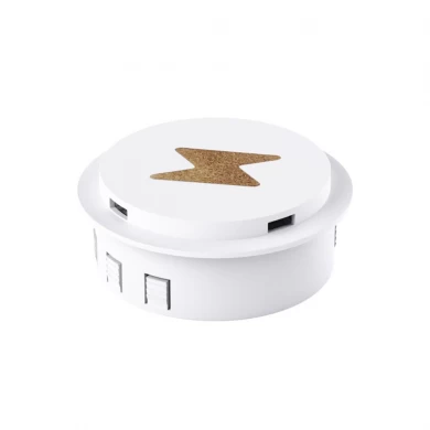 Innovativo caricabatterie wireless incorporato per mobili con design retrattile pop-up e doppie porte di ricarica USB per l'uso sulla scrivania (MH-D27)