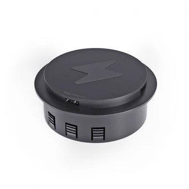 Innovativo caricabatterie wireless incorporato per mobili con design retrattile pop-up e doppie porte di ricarica USB per l'uso sulla scrivania (MH-D27)