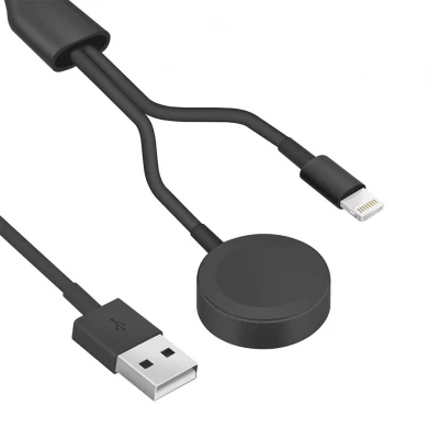 新款二合一便携式磁性无线手表充电带额外 USB 输出有线充电线适用于所有 iPhone 和 Apple Watch (MH-D31A)