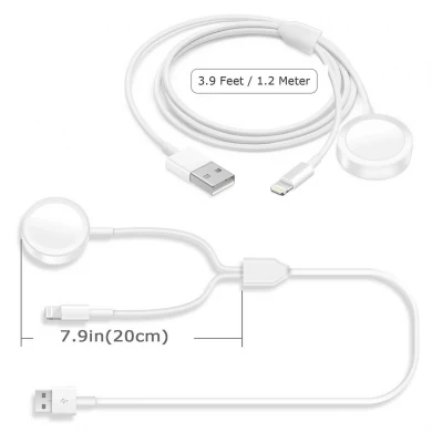新款二合一便携式磁性无线手表充电带额外 USB 输出有线充电线适用于所有 iPhone 和 Apple Watch (MH-D31A)