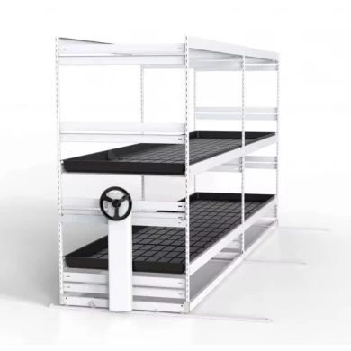 Factory Hydroponics Vertical Farming Plant Growing System Movable Multi Tiers Abs Flood Tray Rolling Bench Rack