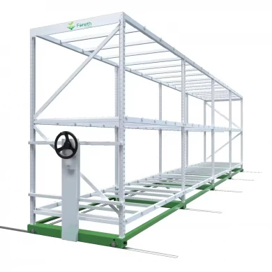 Factory Hydroponics Vertical Farming Plant Growing System Movable Multi Tiers Abs Flood Tray Rolling Bench Rack