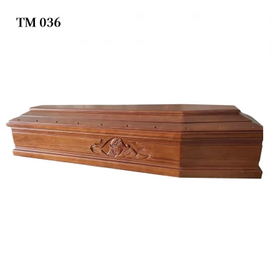 Funeral para adultos Fabricación en China Ataúd de madera de estilo europeo de Paulownia con proveedor de talla tradicional