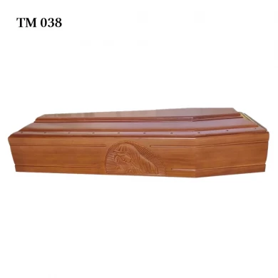 Adult Funeral China Manufacture Paulownia Wooden European Style Coffin with Traditional Carving Supplier