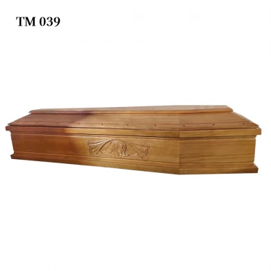 Cercueil de style européen en bois de Paulownia de fabrication chinoise de funérailles pour adultes avec fournisseur de sculpture traditionnelle